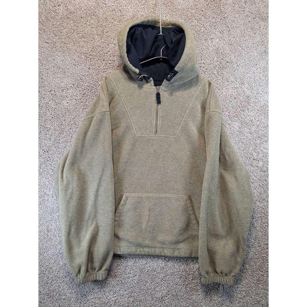 Sonoma Sport Fleece Hoodie Men's 2XL Olive Pockets Drawcord Hem 1/4 Zip Pullover